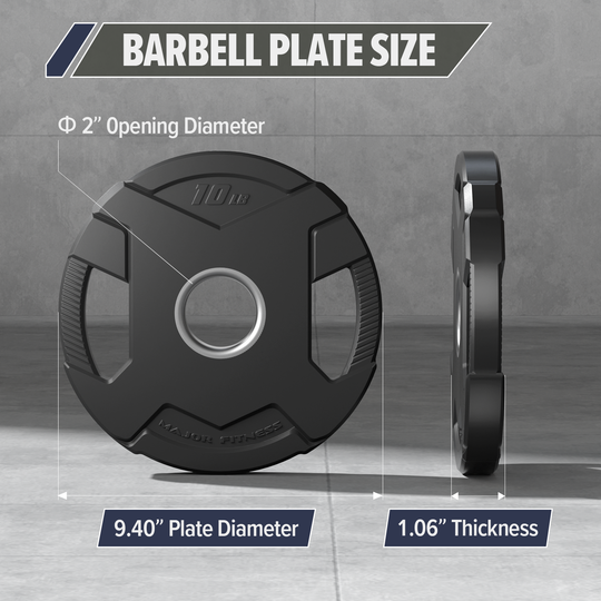 Major Fitness Rubber Coated Olympic Cast Iron Grip Plates