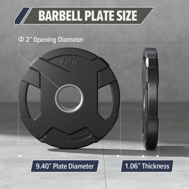 Major Fitness Rubber Coated Olympic Cast Iron Grip Plates