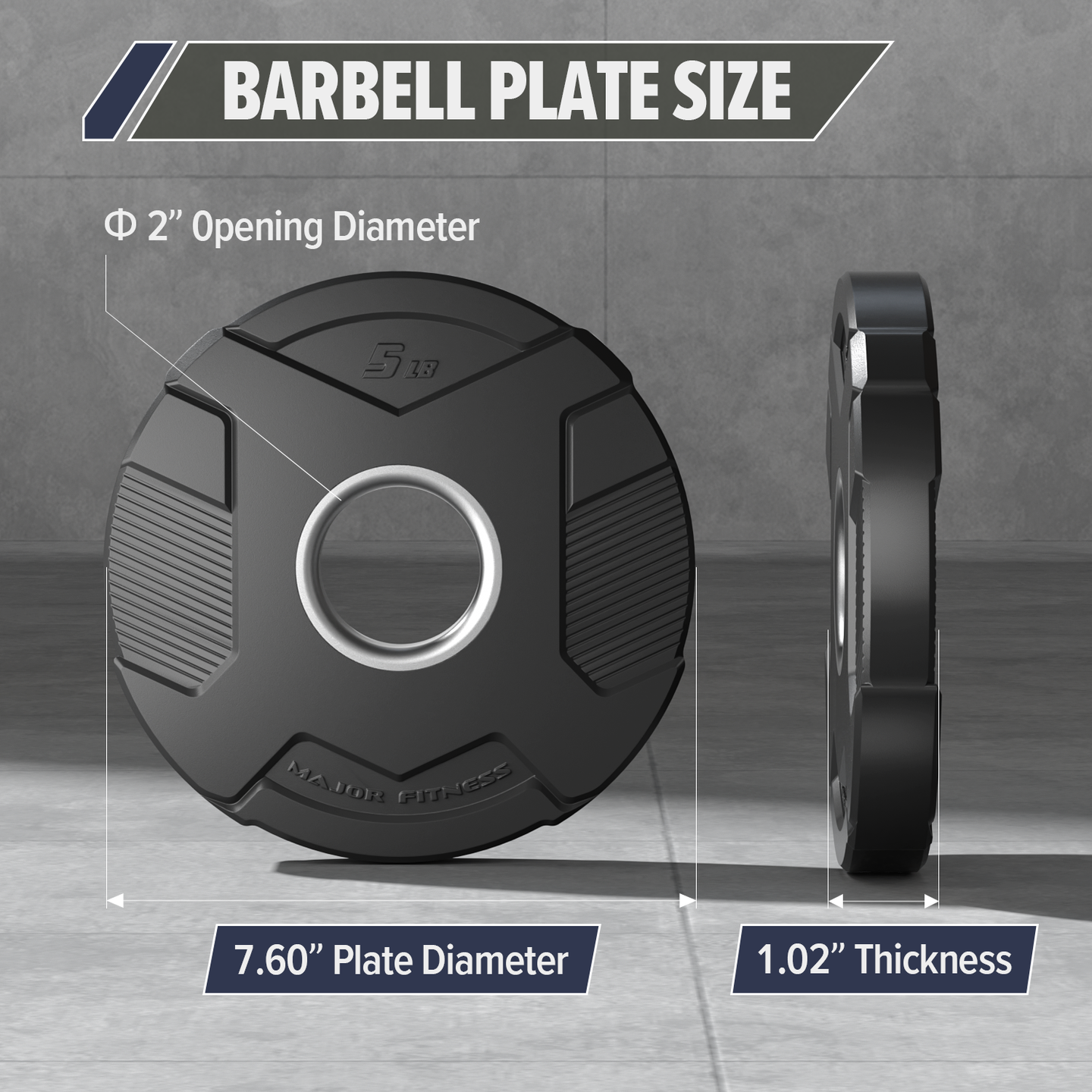 Major Fitness Rubber Coated Olympic Cast Iron Grip Plates