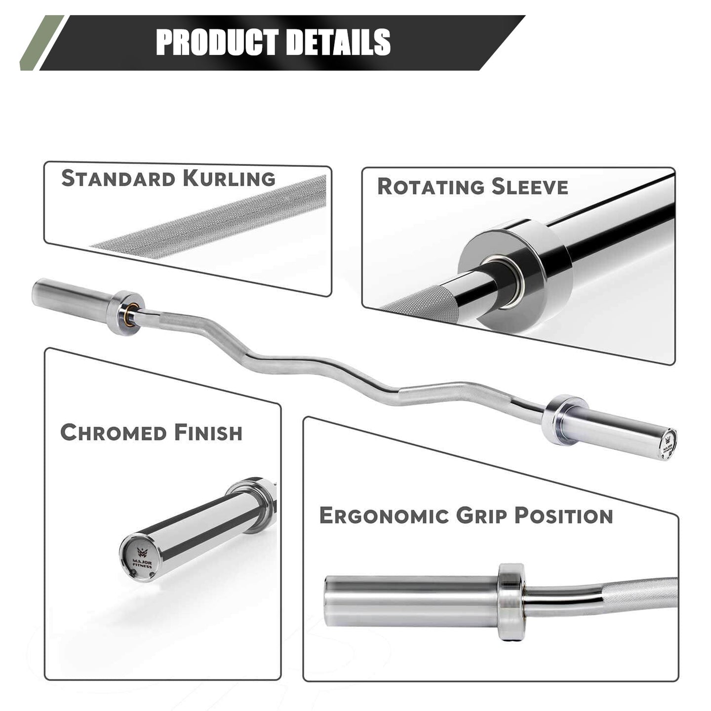 Major Fitness 4ft Olympic EZ Curl Barbell
