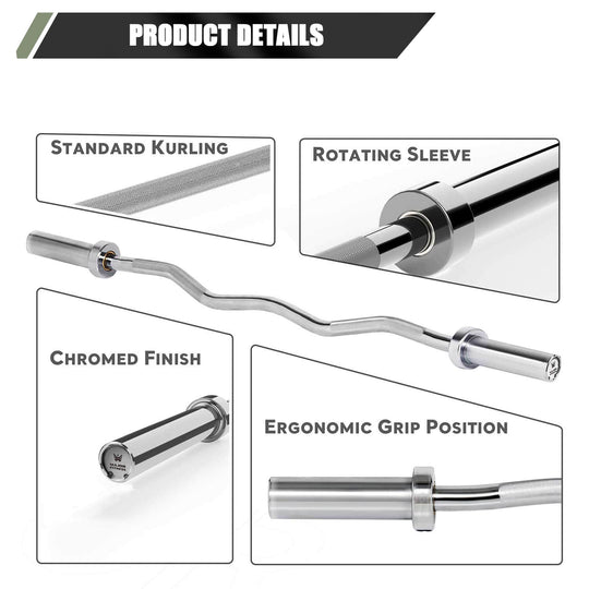 Major Fitness 4ft Olympic EZ Curl Barbell