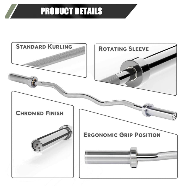 Major Fitness 4ft Olympic EZ Curl Barbell