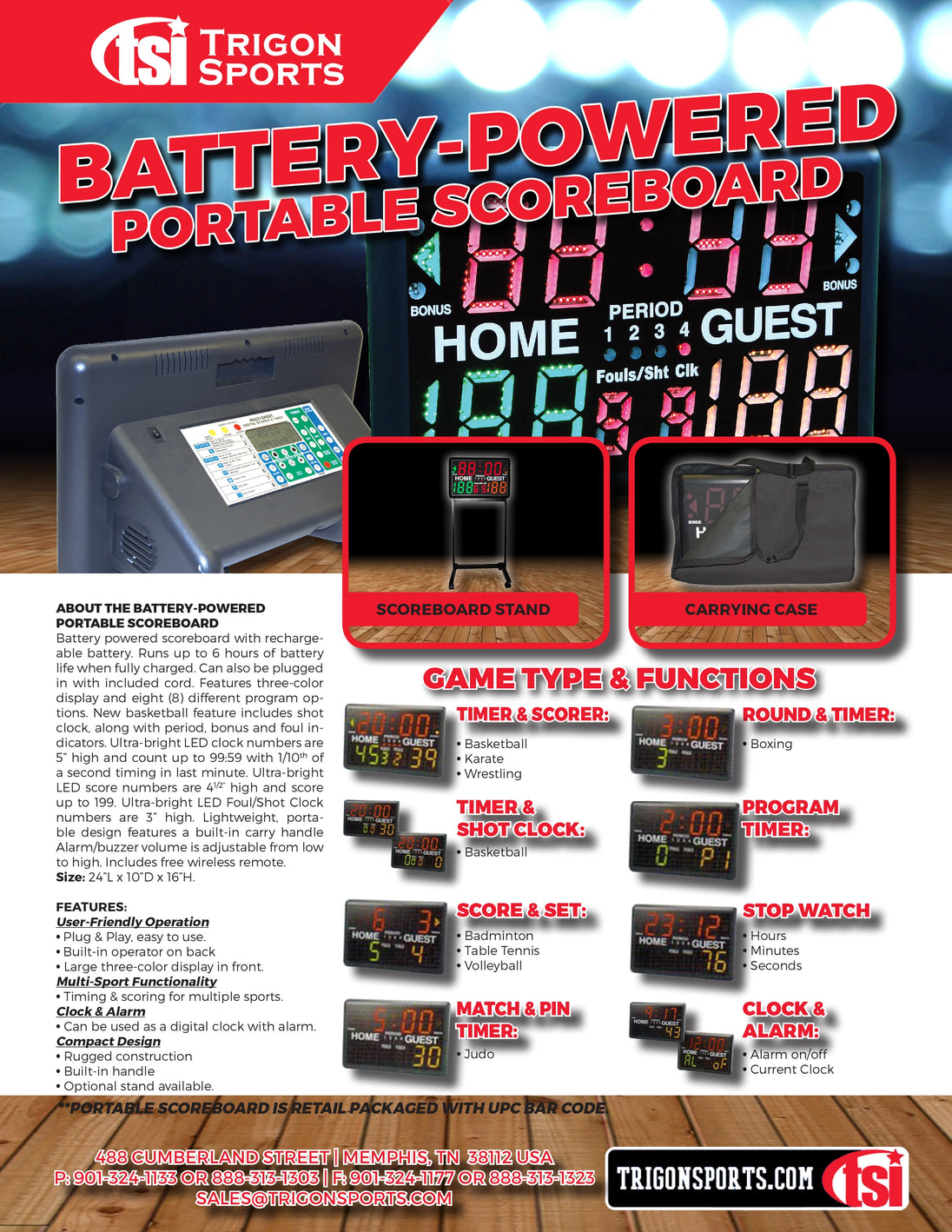 Battery Operated Multi-Sport Scoreboard & Timer
