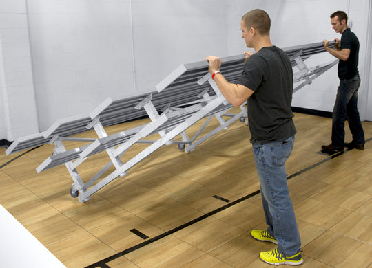 GARED PERFORMANCE Bleacher Seating Spectator Tip n’ Roll 7′ 6″ Low Rise Bleacher, 4 Row, Double Foot Plank TRB0408DFLR